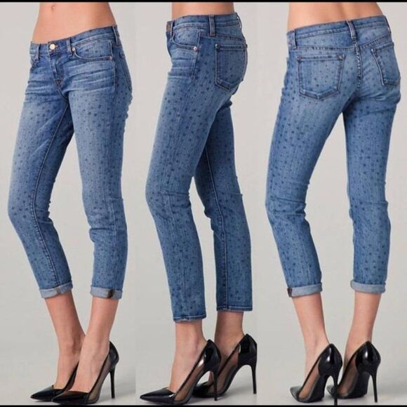 J Brand Aoki Vintage Star Print Ankle Mid rise Slim Skinny Capri Jeans 28x26 #27 - Picture 1 of 5